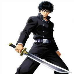 Tonemapped warrior with lowered sword in the style of Kentaro Miura, with a landscape in the style of Caspar David Friedrich