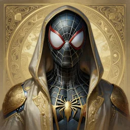 spiderman as a robot, cyberpunk machine, machine face, robed, upper half portrait, decorated, intricate intense elegant highly detailed digital painting artstation concept art smooth sharp focus illustration, art by artgerm and greg rutkowski alphonse mucha 8 k