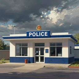 police station. Illustration, digital painting, highly detailded