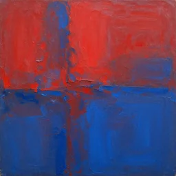 oil painting abstract red and blue impasto