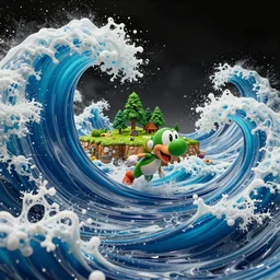 yoshi island waves caustics fluid simulation lighting impressive colorful masterpiece hyper perspective textured detailed intricate sharp focus 8 k octane render nvidia raytracing demo