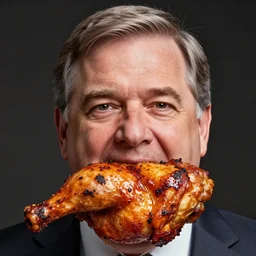 bill barr face in a barbecued chicken piece!!!!, 8 k, ultra realistic details