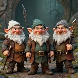 Realistic, portrait, three Dwarf Brothers, dungeons and Dragons