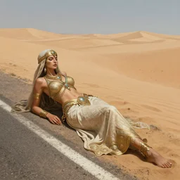 a full body portrait of a beautiful post apocalyptic offworld desert bedouin blind barbarian leper laying by the roadside, intricate, elegant, highly detailed, digital painting, artstation, concept art, smooth, sharp focus, illustration, art by krenz cushart and artem demura and alphonse mucha