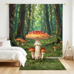 a mushroom forest in a bedroom