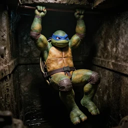 film still of a michaelangelo hanging out in the sewer lair in teenage mutant ninja turtles 2 0 1 4