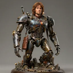 tribute sculpture of elijah wood as frodo, cybertronian, long shot, cinematography by wes anderson, 4 k octane render, intricate detail, photorealistic, cinematic lighting, artstation