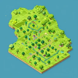 farmville 3 stylized region isometric voronoi ghibli overworld, gamemap layout