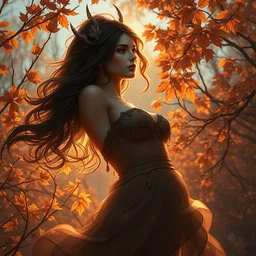 goddess of the autumn twilight, highly detailed, digital painting, artstation, concept art, smooth, sharp focus, elegant, illustration, unreal engine 5, 8 k, art by artgerm and greg rutkowski and edgar maxence