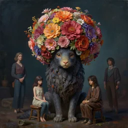 realistic detailed photo rendered in octane 3 d of beautiful creature with flowers instead of his head by moriho tanaka, by ayami kojima, amano, karol bak, greg hildebrandt, and luis molina, rich deep colors. david b. mattingly painting, art by daniel boucherie. masterpiece. rendered in blender, ultra realistic, smooth shading, ultra detailed, high resolution, cinematic