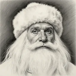 pencil drawing of beautiful russian ded moroz, hyper realistic face, in the style of greg rutkowski, fantasy, amazing detail, epic, elegant, smooth, sharp focus, from the front