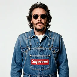 fidel castro wearing sunglasses and denim overalls designed by supreme, portrait, 3 5 mm film, by nan goldin