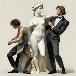 figurative avant garde postmodern monumental dynamic portrait of venus from milo by magritte and hogarth, inspired by william blake and gaugin, illusion surreal art, highly conceptual figurative art, intricate detailed illustration, controversial poster art, polish poster art, geometrical drawings
