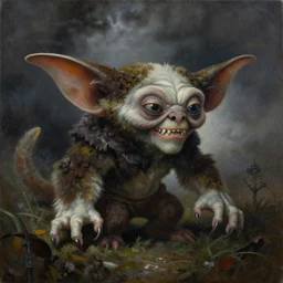Gremlins death metal cover art, oil on canvas by Zdzisław Beksiński