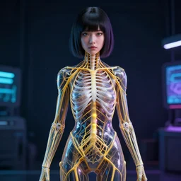 the entire nervous system of a cyberpunk asian girl