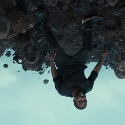 kanye falling from the sky, by weta digital, by weta fx, by wlop, cinematic, dramatic, intentional camera movement, ektachrome, perspective, colorful, tones of black, light blue foreground, post - production, vfx, insanely detailed and intricate, clods