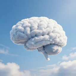 a beautiful 3 d render of puffy white clouds in the shape of a brain, epic composition, rendered in arnold, by thomas kinkade, raphael lacoste, makoto shinkai, expansive view, rule of thirds golden ratio clean, light effect, 8 k, maya renderer, unreal engine