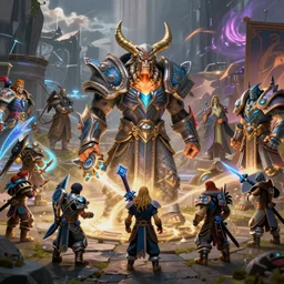 World of warcraft raid with ultra high graphics, intricatelly detailed, pristine,  4K, Unreal Engine 5, volumetric lighting