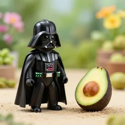 8 5 mm photography of darth vader as an avocado near a garden with sand with dof and bokeh and flowers