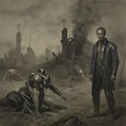 dystopian dystopia in the current year, oil on charcoal by terry a. davis and james ensor