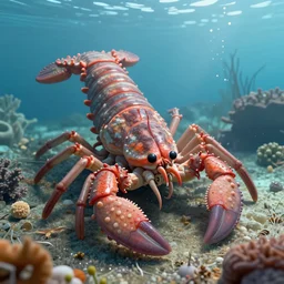 underwater view of cambrian era giant sea scorpions, octane render, cinema 4 d, light rays, cinematic lighting, golden ratio, underwater photography, realistic, volumetric lighting, wildlife documentary, by greg rutkowski