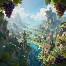 🌊🍇🏘🌿 panoramic view, style artstation, style greg rutkowsk, octane render, unreal engine 6, epic game graphics, fantasy, cyberpunk, conceptual art, ray tracing
