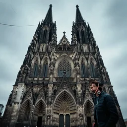 a gothic cathedral dan mumford and josan gonzalez and simon stalenhag, cyberpunk, electric wires