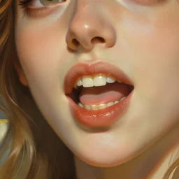 digital character concept art by artgerm and greg rutkowski and alphonse mucha. closeup wife mouth, defiant, light effect, 8 k, hyper detailed, intricate, elegant, digital painting, artstation, smooth, sharp focus