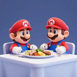 the t - 1 0 0 0 meets super mario, they have dinner, volumetric lighting, sharp focus, ultra detailed, cgsociety - w 1 0 2 4 - n 8 - i
