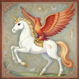 phoenix unicorn renaissance fresco fantasy art
