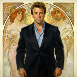 guy fieri figure painting, painting by gaston bussiere, craig mullins, greg rutkowski, alphonse mucha
