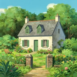 a typical house in a creole garden from reunion island illustration by anton fadeev, by studio ghibli, trending on artstation