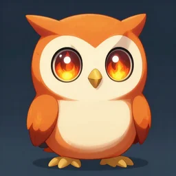 full shot,a cute fire owl Pokémon with big eyes made of flame,Greg Rutkowski,trending on artstation,High contrast,Light and shadow,Black background, High detail