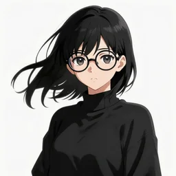 portrait of a female anime hero, wearing big black circle glasses, a flowing black cape, and diamond armor, art by artgerm, fantasy art