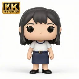 full body 3d render of japanese singer Yukiko Okada as a funko pop, studio lighting, white background, blender, trending on artstation, 8k, highly detailed