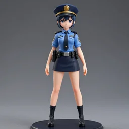Anime girl figure in police dress, unreal engine, highly detailed.