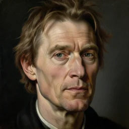 portrait of willem dafoe with too many face wrinkles, oil painting by jan van eyck, northern renaissance art, oil on canvas, wet - on - wet technique, realistic, expressive emotions, intricate textures, illusionistic detail