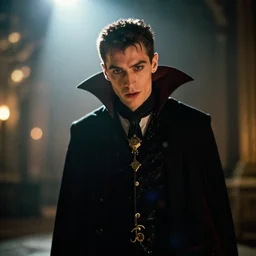 playboi carti as dracula in dracula movie still, cinematic lighting, ray tracing, octane render, long lens, shallow depth of field, bokeh, anamorphic lens flare, 8 k, hyper detailed, 3 5 mm film grain