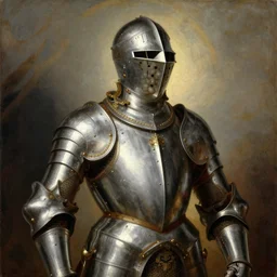 a realistic painting by Raffaello Sanzi depicting the knight in shining armor with the head of the Blob in the Renaissance.