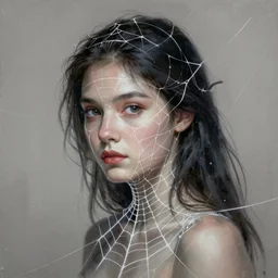 painting of a woman in a spider web, highly detailed, digital painting, artstation, concept art, smooth, sharp focus, illustration, art by greg rutkowski, yoji shinkawa, 8 k