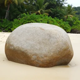 a beautiful rock on the beach, lush vegetation
