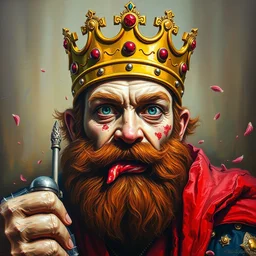 portrait of king of candy mr harry haribo oil painting bloody conquest tap [ e