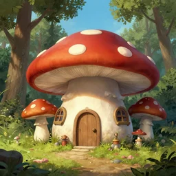 “wide shot, concept art, troll outside his mushroom house, in the style of John Bauer and wimmelbilder”