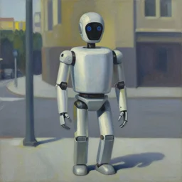 an edward hopper style painting of an android