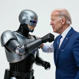 robocop punching joe biden in the face, slow motion still