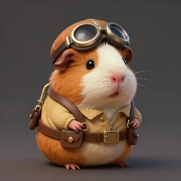 cute little anthropomorphic Guinea Pig Pilot , tiny, small,  short, Pilot outfit, cute and adorable, pretty, beautiful, DnD character art portrait, matte fantasy painting, DeviantArt Artstation, by Jason Felix by Steve Argyle by Tyler Jacobson by Peter Mohrbacher, cinematic lighting