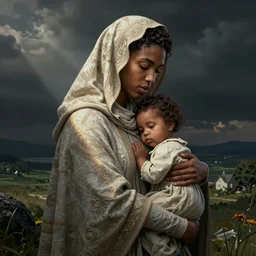 Jayson Tatum as Mother Mary, digital art, octane render