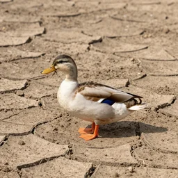 dry mud. with duck. realistic photo. masterpiece. dirt.