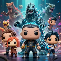 godzilla pop figurine atlas striker otache jeager kaiju wallpaper 3 d pixar disney digital cgi rtx hdr painting bioluminance alena aenami artworks in 4 kby jesper ejsing, feng zhu and loish beeple, by thomas kinkade 2 2 2 2