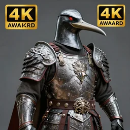 photo of a warrior with metal pelican themed armour, highly detailed, 4 k, hdr, smooth, sharp focus, high resolution, award - winning photo